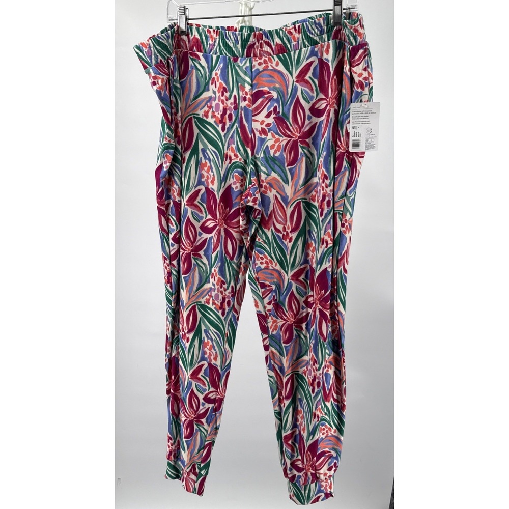 NWT Women's Jockey Pajama Lounge Pants Soft Knit Cuffed Ankle Size XL Floral